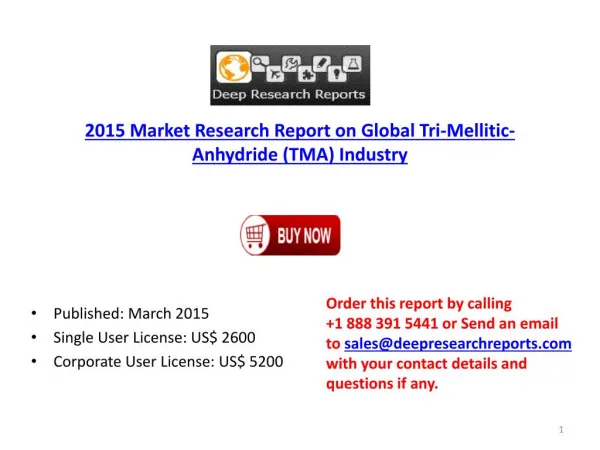 Global Tri Mellitic Anhydride Industry Key Distributors Rese