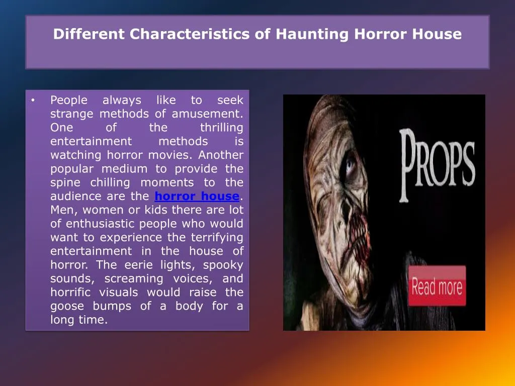 different characteristics of haunting horror house