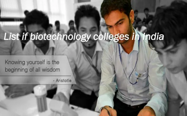 List if biotechnology colleges in India