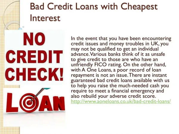 Bad Credit Loans with Cheapest Interest