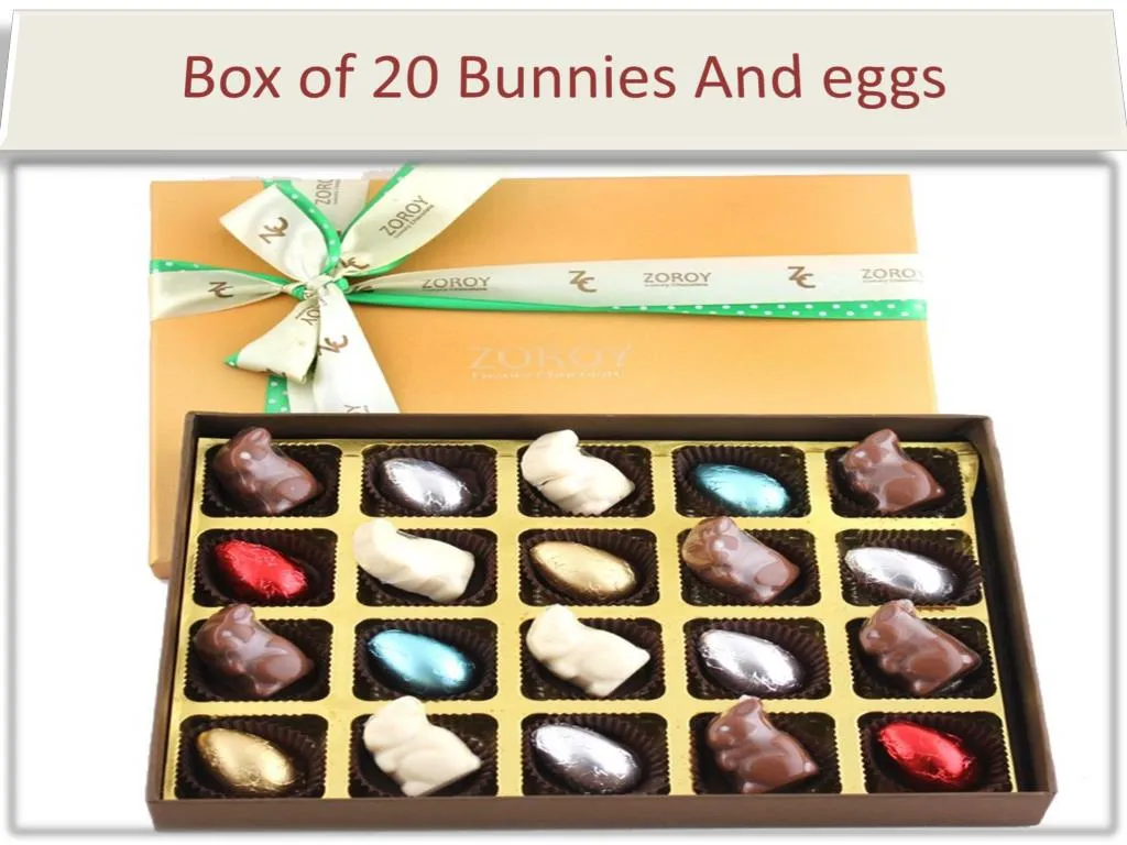 box of 20 b unnies and eggs