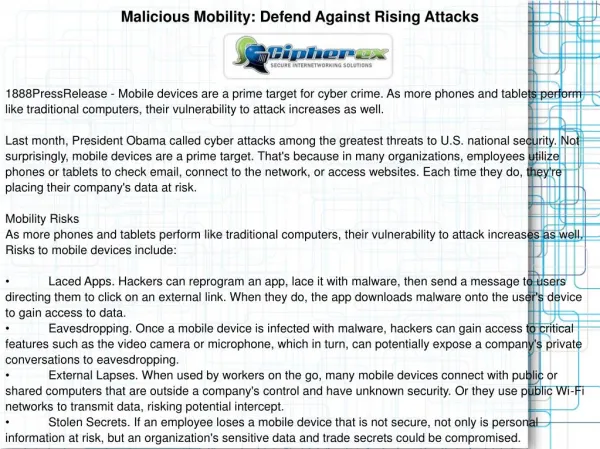 Malicious Mobility: Defend Against Rising Attacks