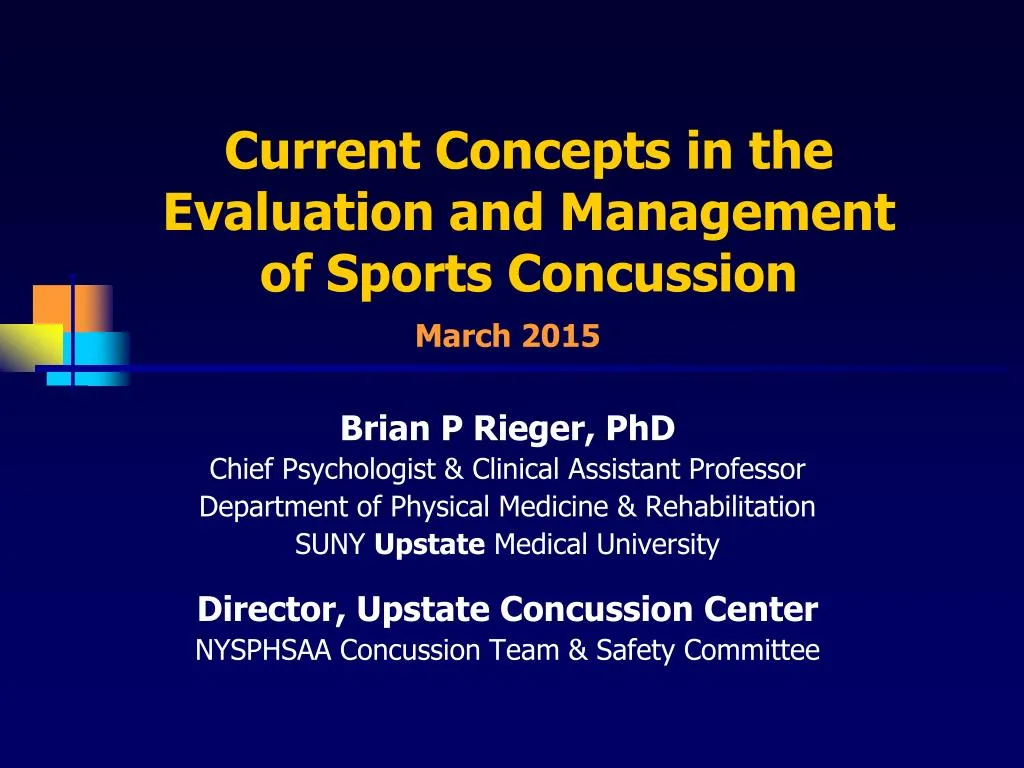 current concepts in the evaluation and management of sports concussion