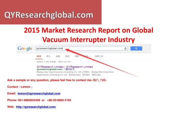 2015 Market Research Report on Global Vacuum Interrupter Ind