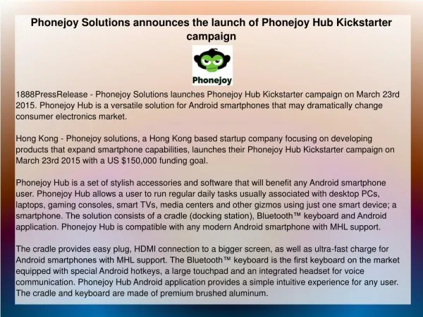 Phonejoy Solutions announces the launch of Phonejoy Hub