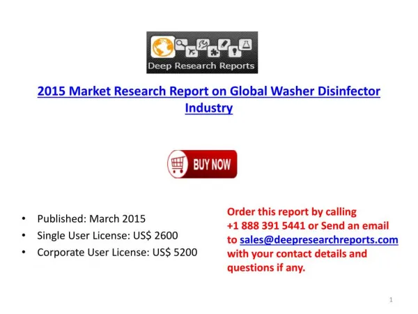 2015-2020 Global Washer Disinfector Market Classification an