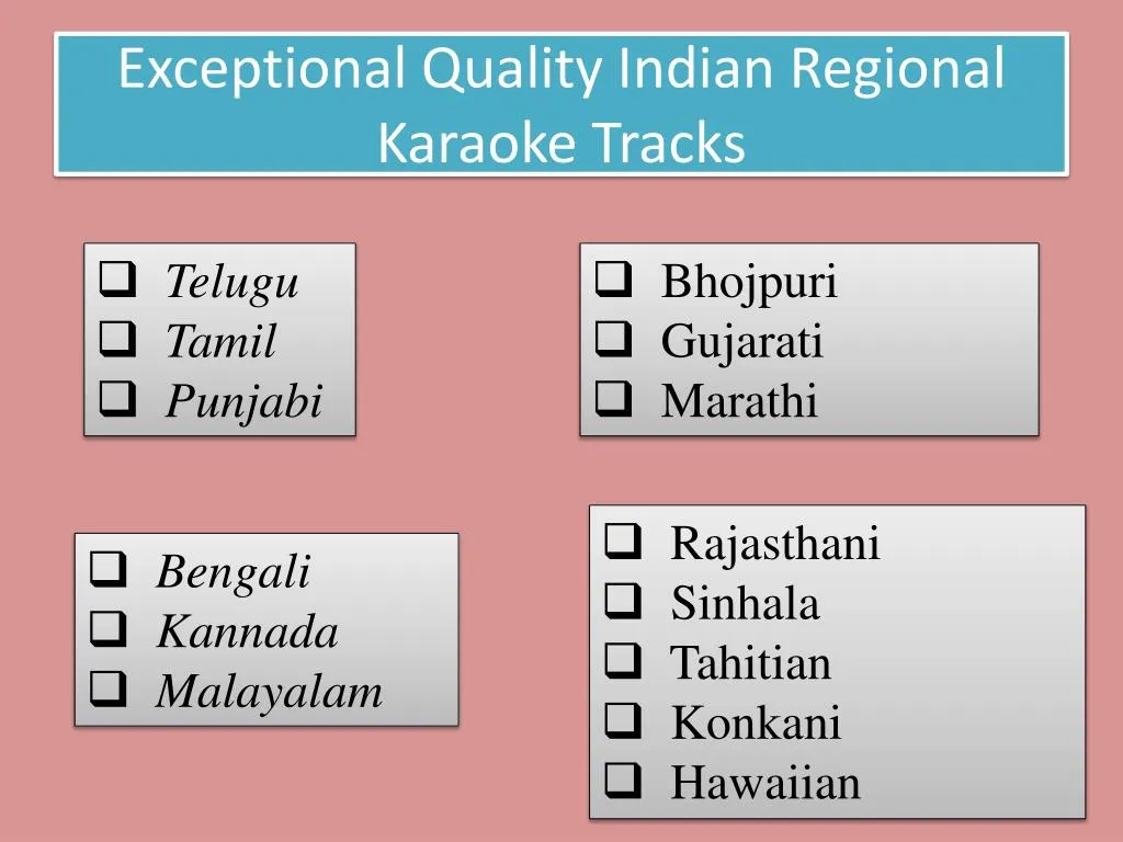 exceptional quality indian regional karaoke tracks