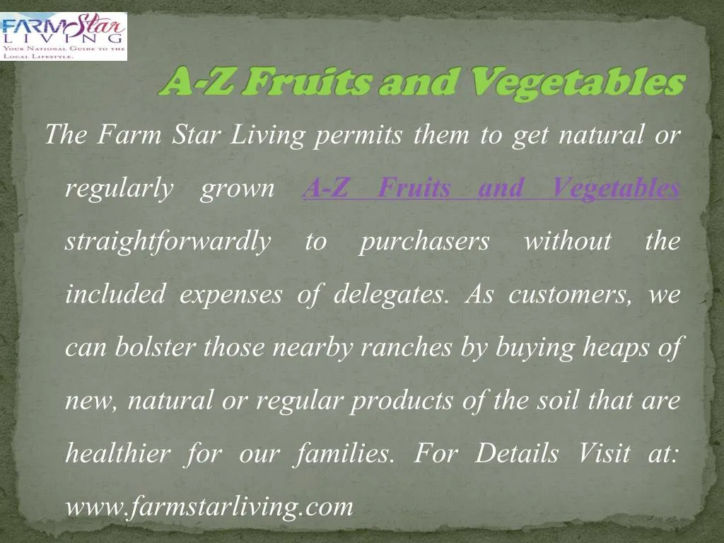 a z fruits and vegetables