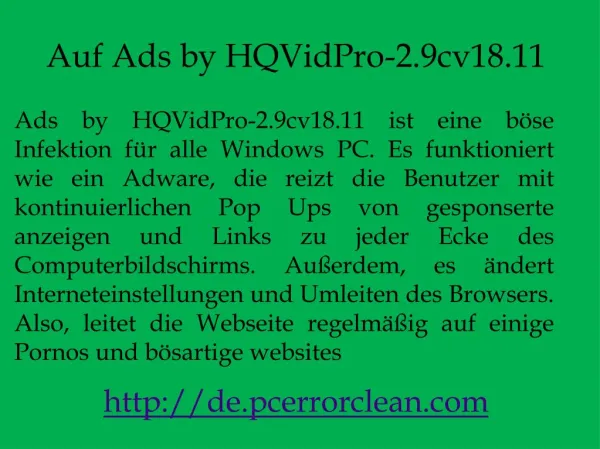 Entfernen Ads by HQVidPro-2.9cv18.11