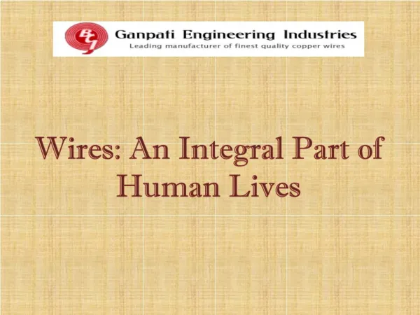 Wires - An Integral Part of Human Lives