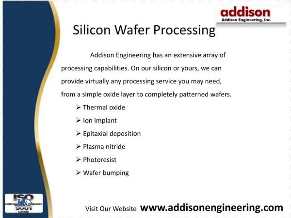 Silicon wafers, ceramic package - www.addisonengineering.com