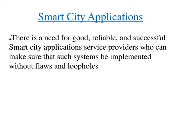 Smart City Applications