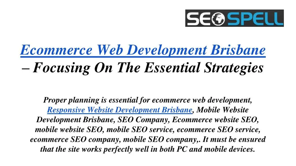 ecommerce web development brisbane focusing on the essential strategies