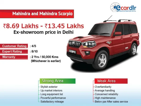 Mahindra and Mahindra Scorpio Prices, Mileage, Reviews and I