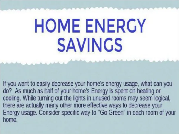 Home Saving Energy