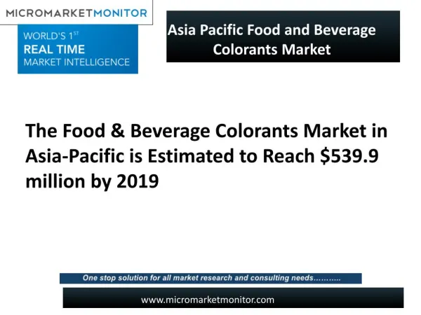 Asia Pacific Food and Beverage Colorants Market