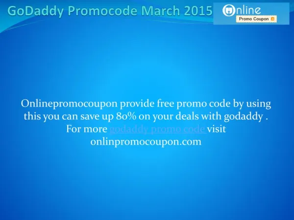 GoDaddy Promocode March 2015