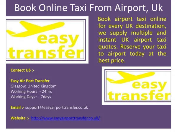 Book online taxi from airport, Uk