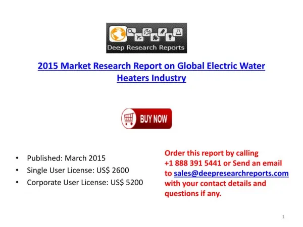 Global Electric Water Heaters Industry Project SWOT Analysis