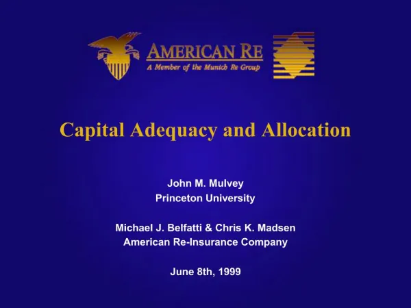 Capital Adequacy and Allocation