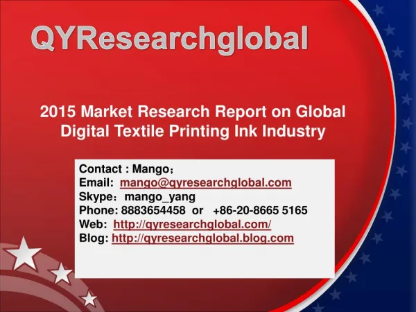 2015 Market Research Report on Global Digital Textile Printi