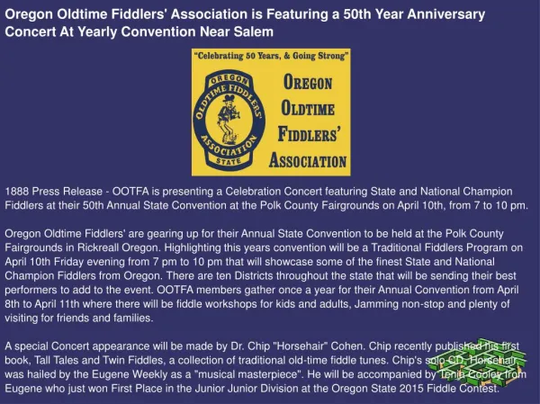 Oregon Oldtime Fiddlers' Association is Featuring a 50