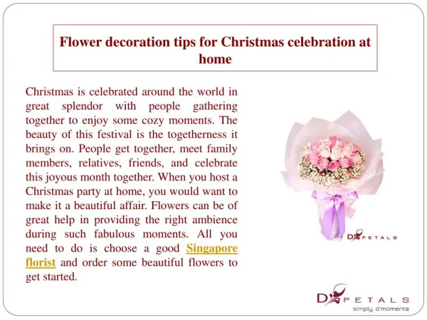 Flower decoration tips for Christmas celebration at home
