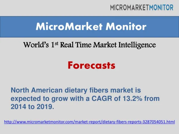 North American dietary fibers market is expected to grow wit