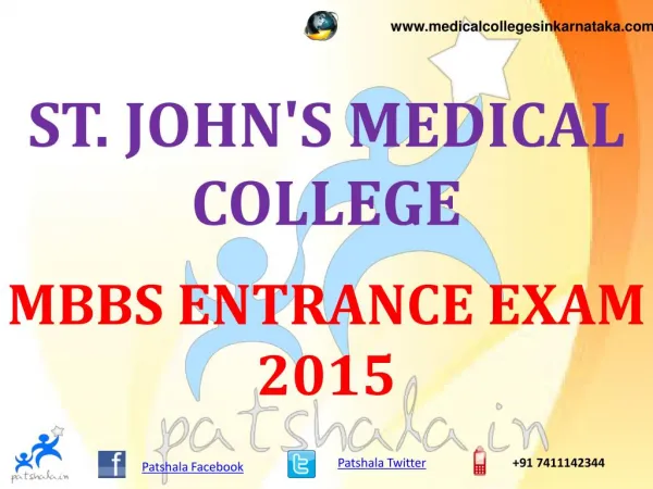 SJMET UG 2015 ST. Johns MBBS entrance exam notification