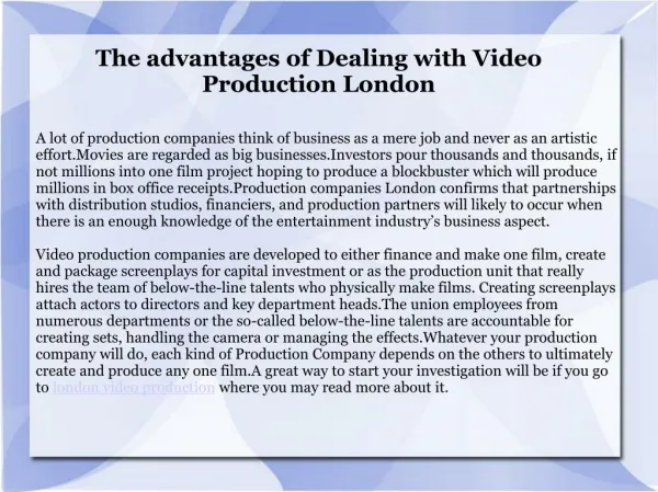 Best Video Production London