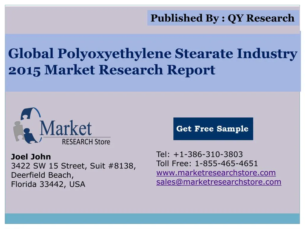 global polyoxyethylene stearate industry 2015 market research report