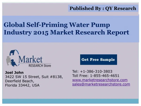 Global Self-Priming Water Pump Industry 2015 Market Analysis