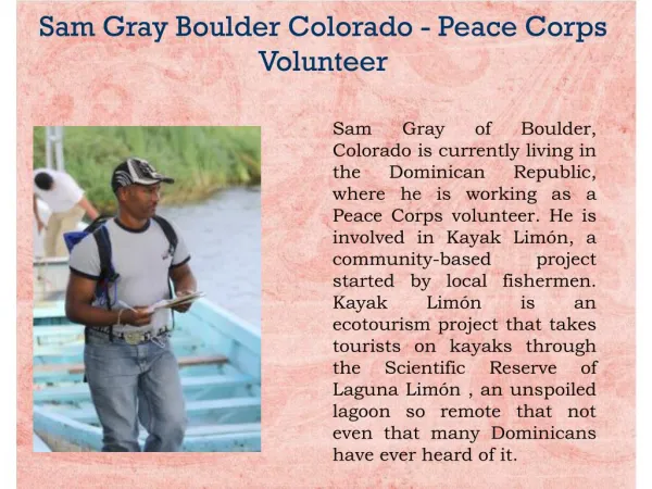 Sam Gray Boulder Colorado - Peace Corps Volunteer