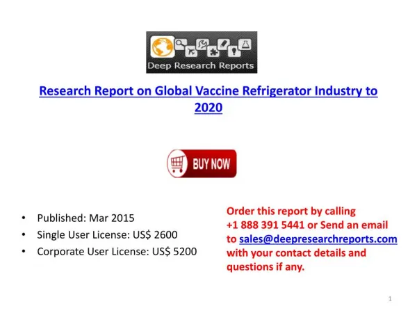 2015 Market Report on Global Vaccine Refrigerator Industry