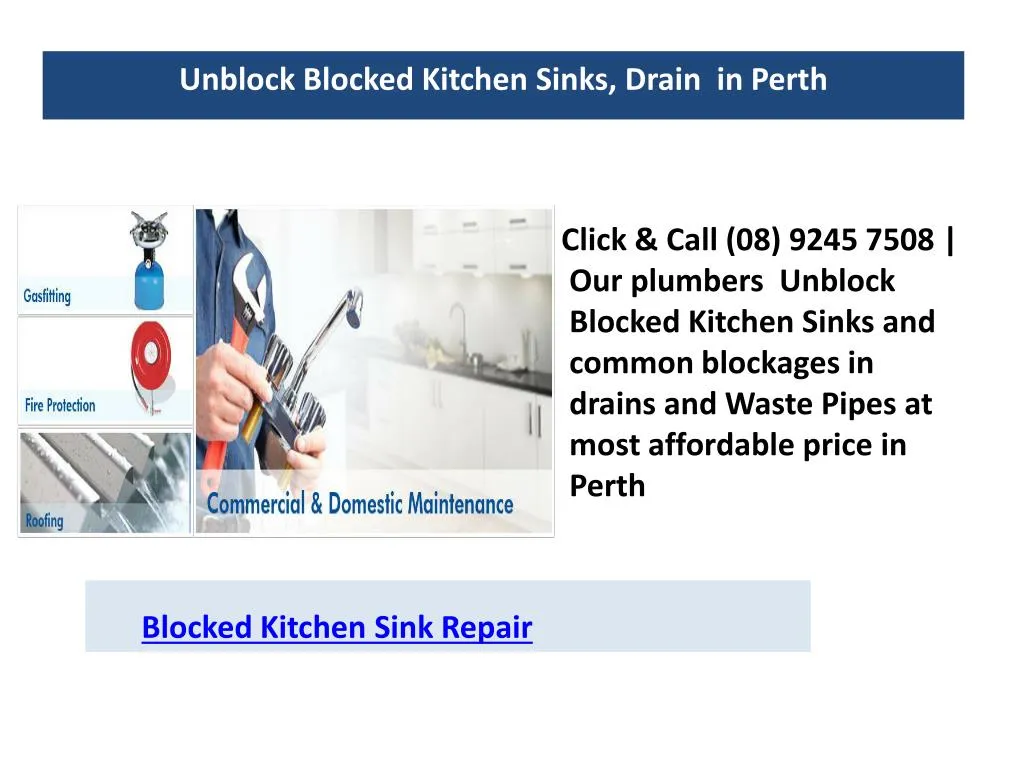 unblock blocked kitchen sinks drain in perth