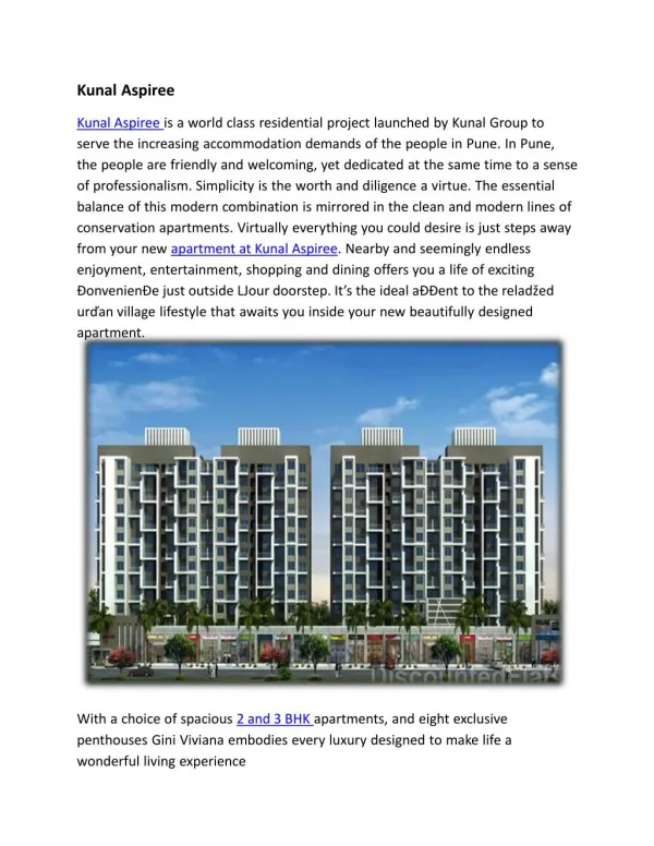 Kunal Group launched Kunal Aspiree Flats in Balewadi, Pune