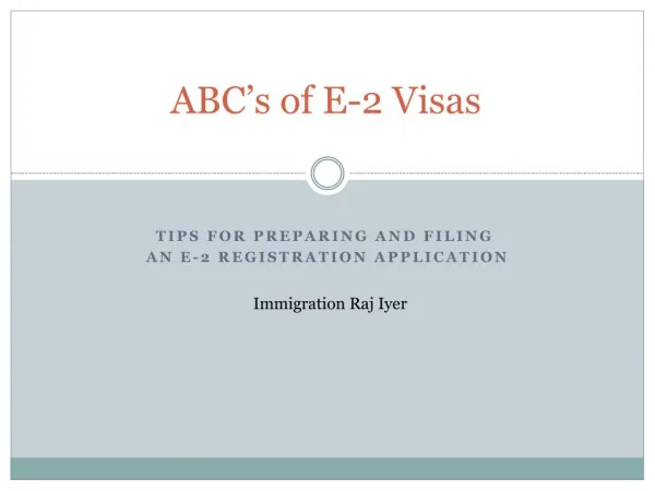 ABCs of E-2 Visas