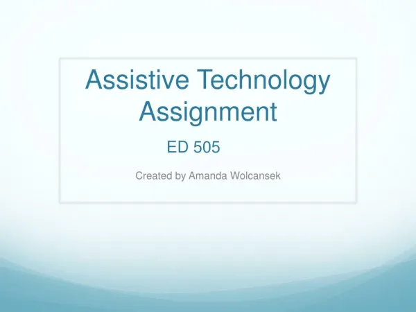 UWA ED505 Assistive Technology Assignment