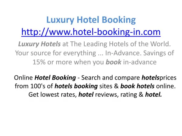Luxury Hotel Booking