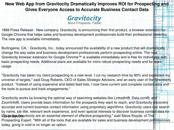 New Web App from Gravitocity Dramatically Improves ROI