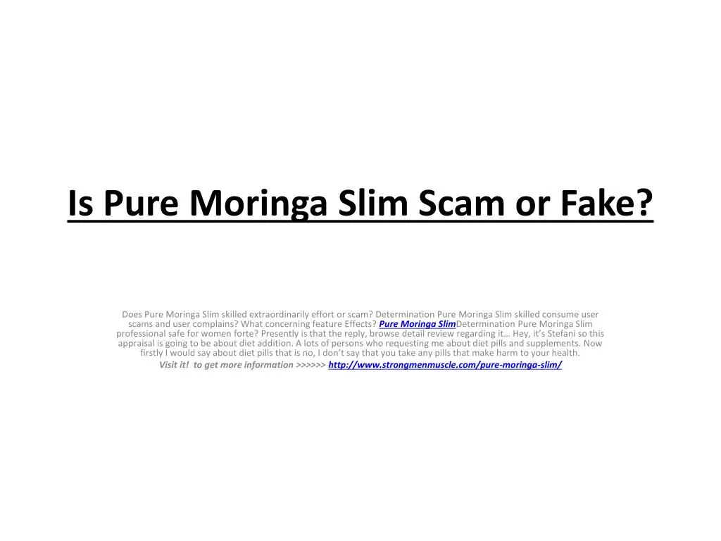 is pure moringa slim scam or fake