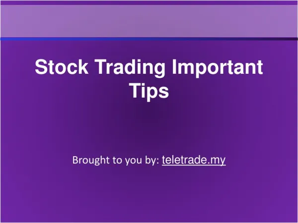 Stock Trading Important Tips