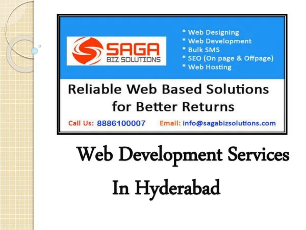 WebDevelopment Companies In Hyderabad - Saga Biz Solutions