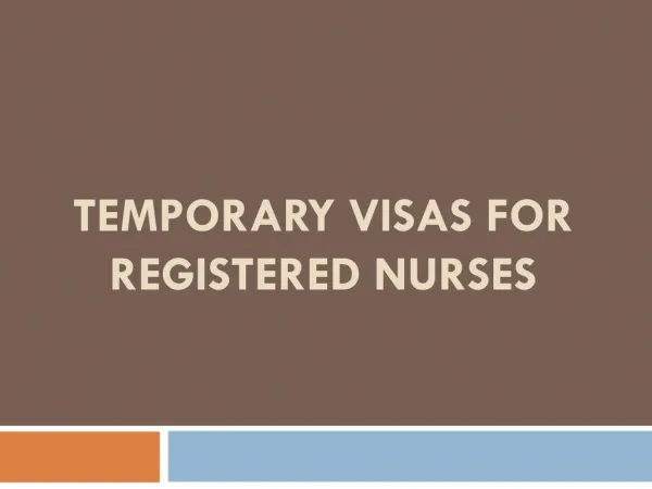 Temporary Visas for Registered Nurses