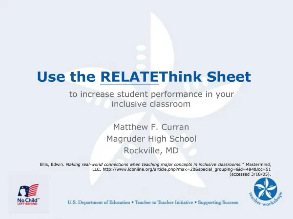 Use the RELATE Think Sheet