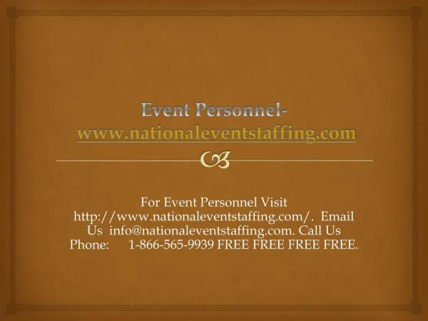 Event Personnel- www.nationaleventstaffing.com