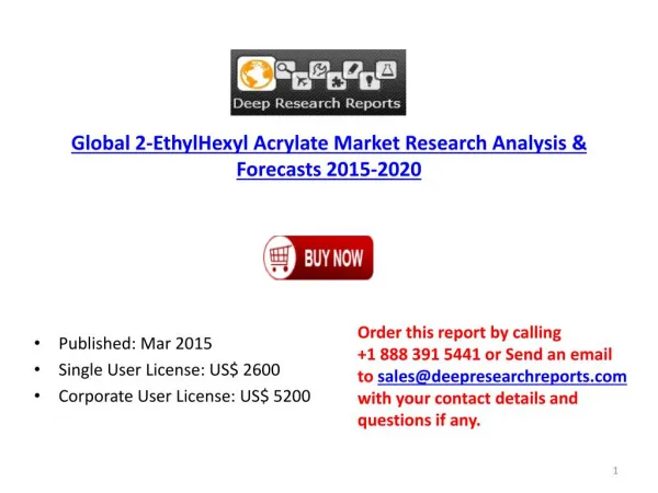 Global 2-EthylHexyl Acrylate Market Forecasts 2020 by Region