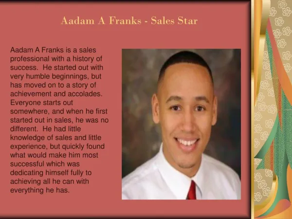 Aadam A Franks | Sales Leader