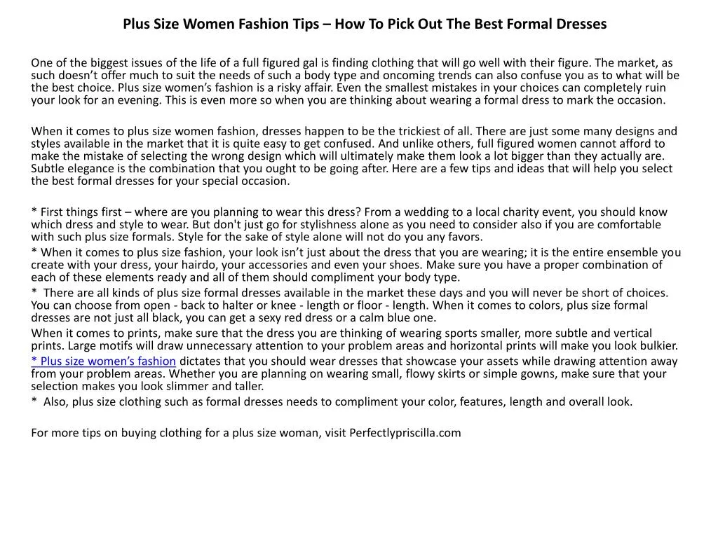 plus size women fashion tips how to pick out the best formal dresses