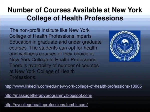 Courses Available at NY College of Health Professions